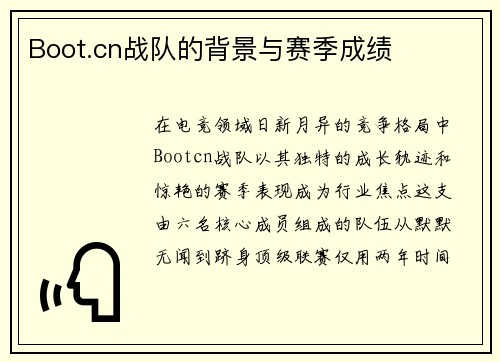 Boot.cn战队的背景与赛季成绩